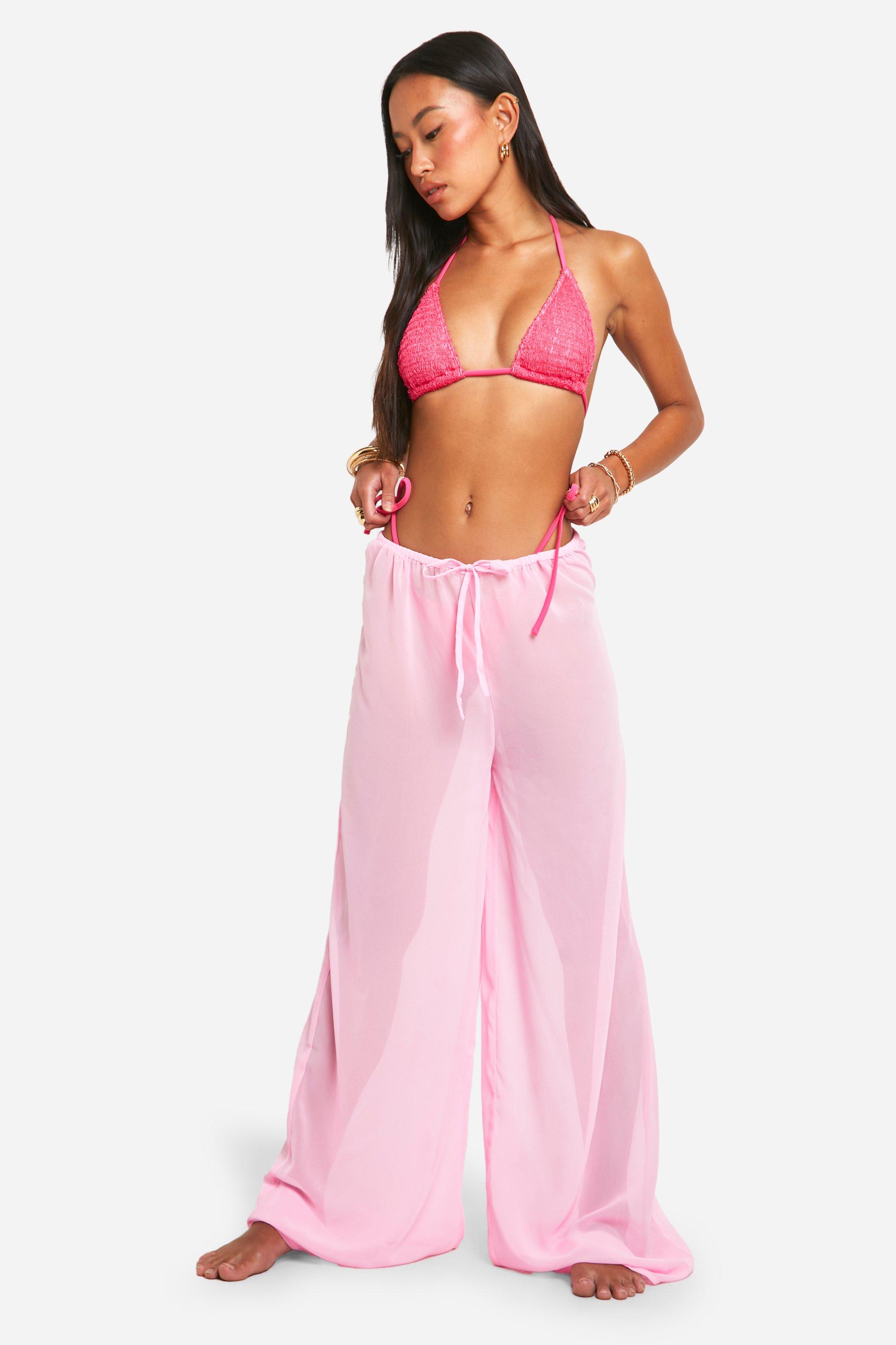 Chiffon Wide Leg Beach Trousers boohoo NO